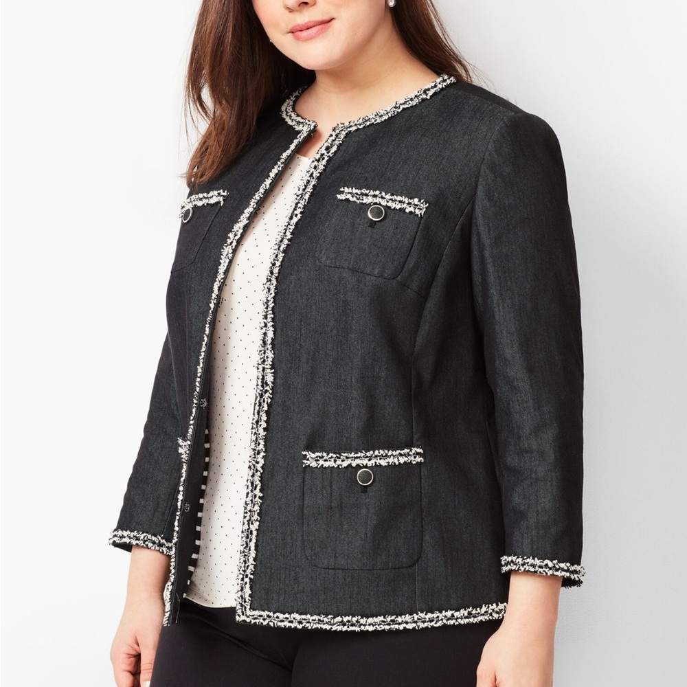 Talbots Plus Petite Fringe Tweed Jacket - Picture 2 of 9